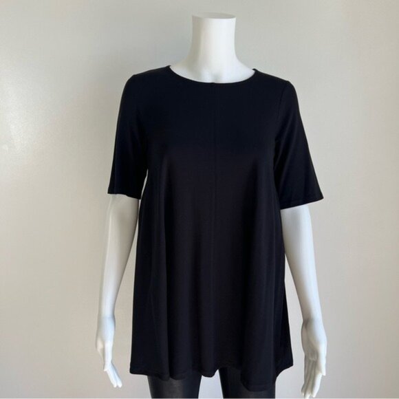Eileen Fisher Lightweight Viscose-Jersey Elbow-Sleeve Tunic - PS - Picture 2 of 6